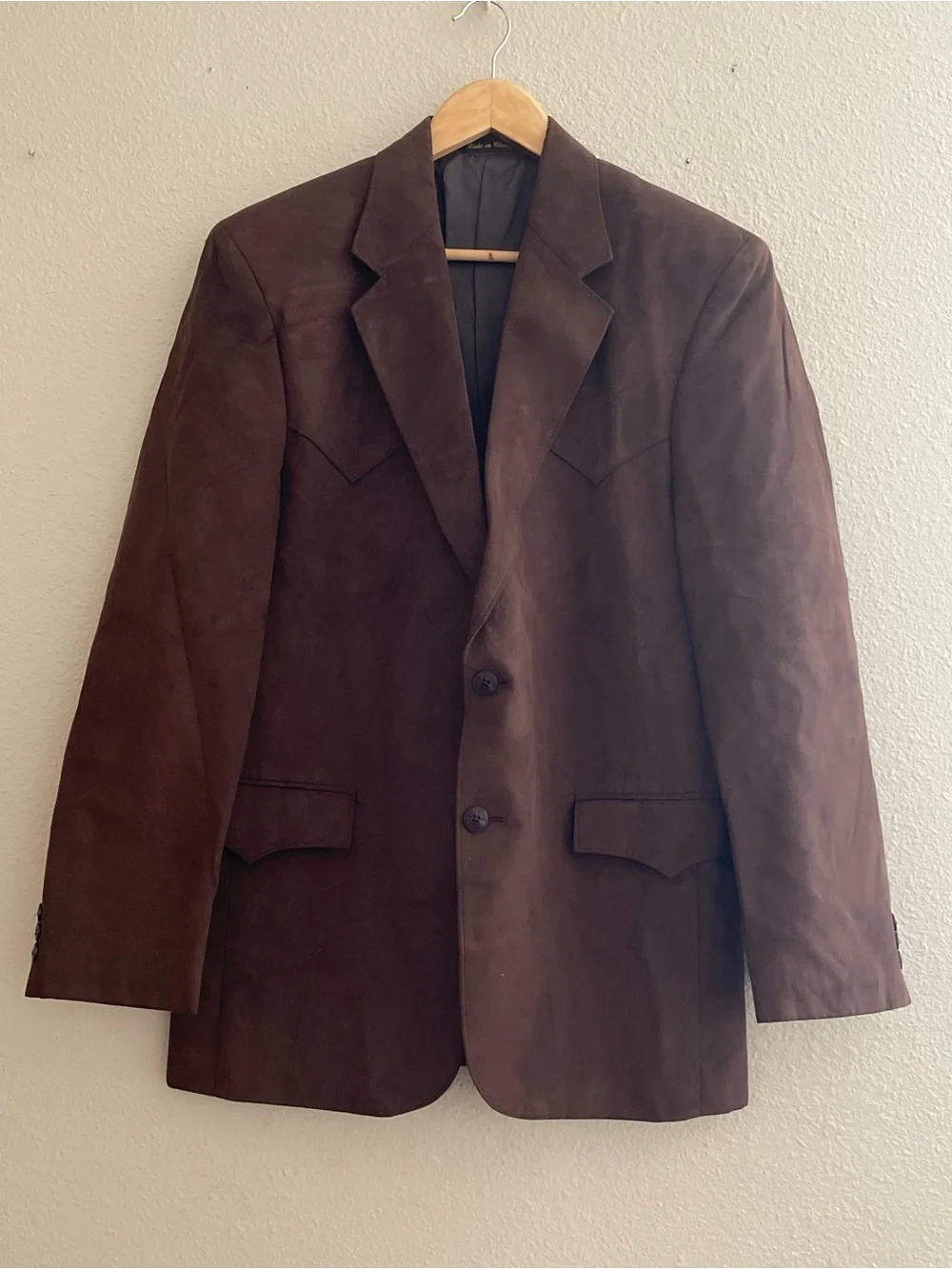 Circle S Western Sport Coat Blazer Brown Faux Suede Blazer - Classic Two-Button